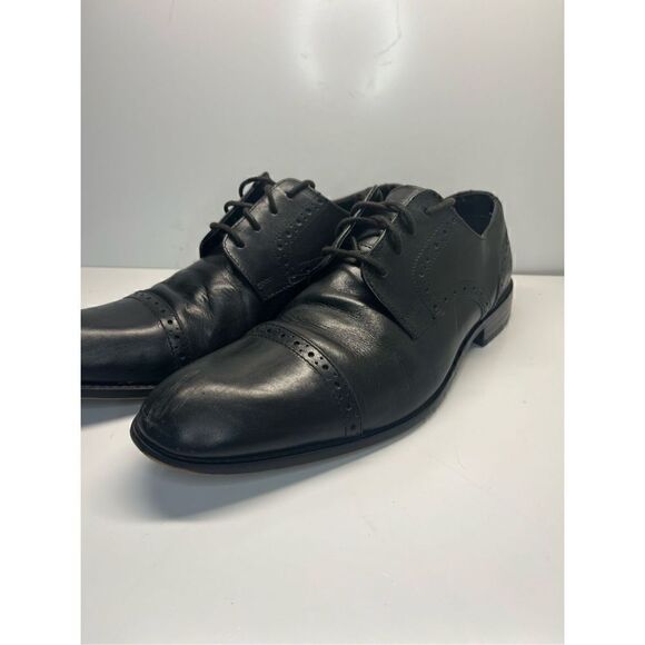 STACY ADAMS BLACK LEATHER CAP TOE WING TIP STYLE OXFORD SHOES Men’s 11 M - Picture 1 of 10